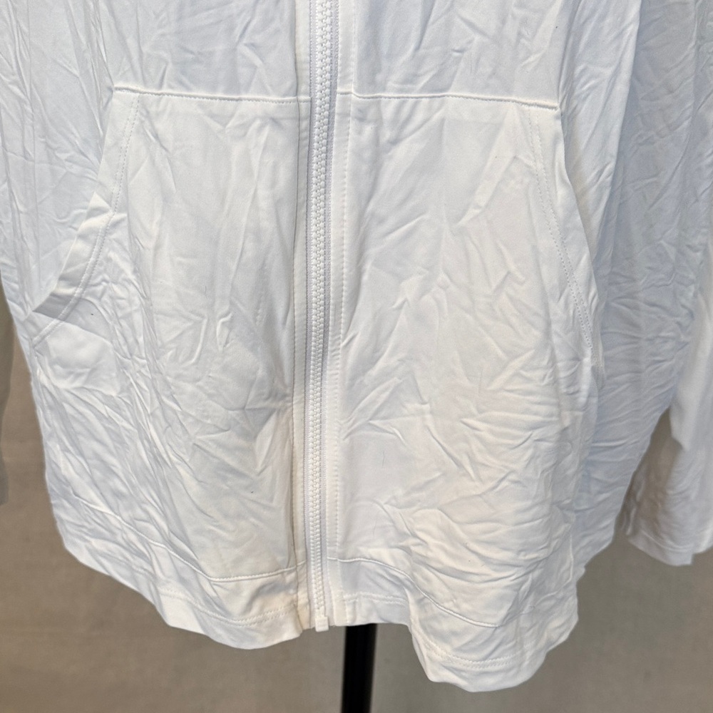 Lands' End Women's White Hooded Swim Cover-Up Swim Shirt Size 2X Full Zip - Picture 4 of 11